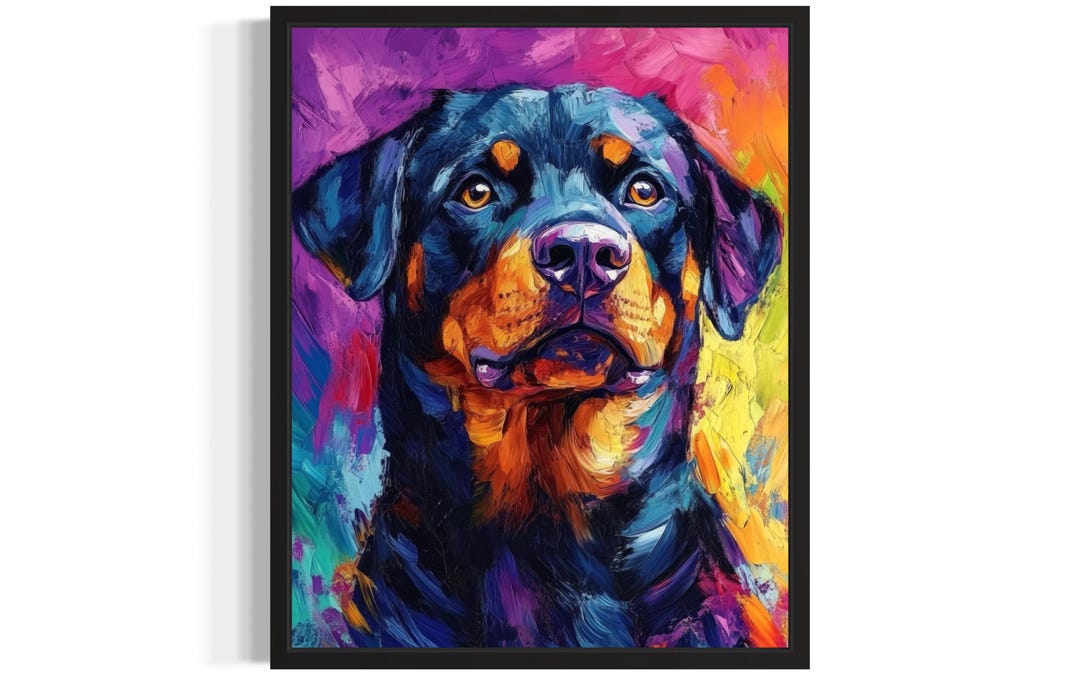 Rottweiler Colorful Abstract Poster Art Print, Dog Wall Art Painting ...