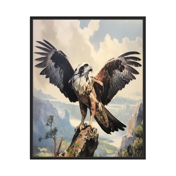 Osprey Art Print Poster, Vintage Bird Wall Art Painting, Bird Photo Decor