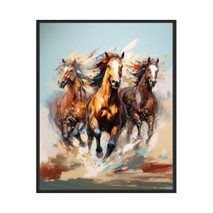 Pósteres con impresiones artísticas de caballos corriendo, pinturas abstractas de animales para pared, decoración, regalos