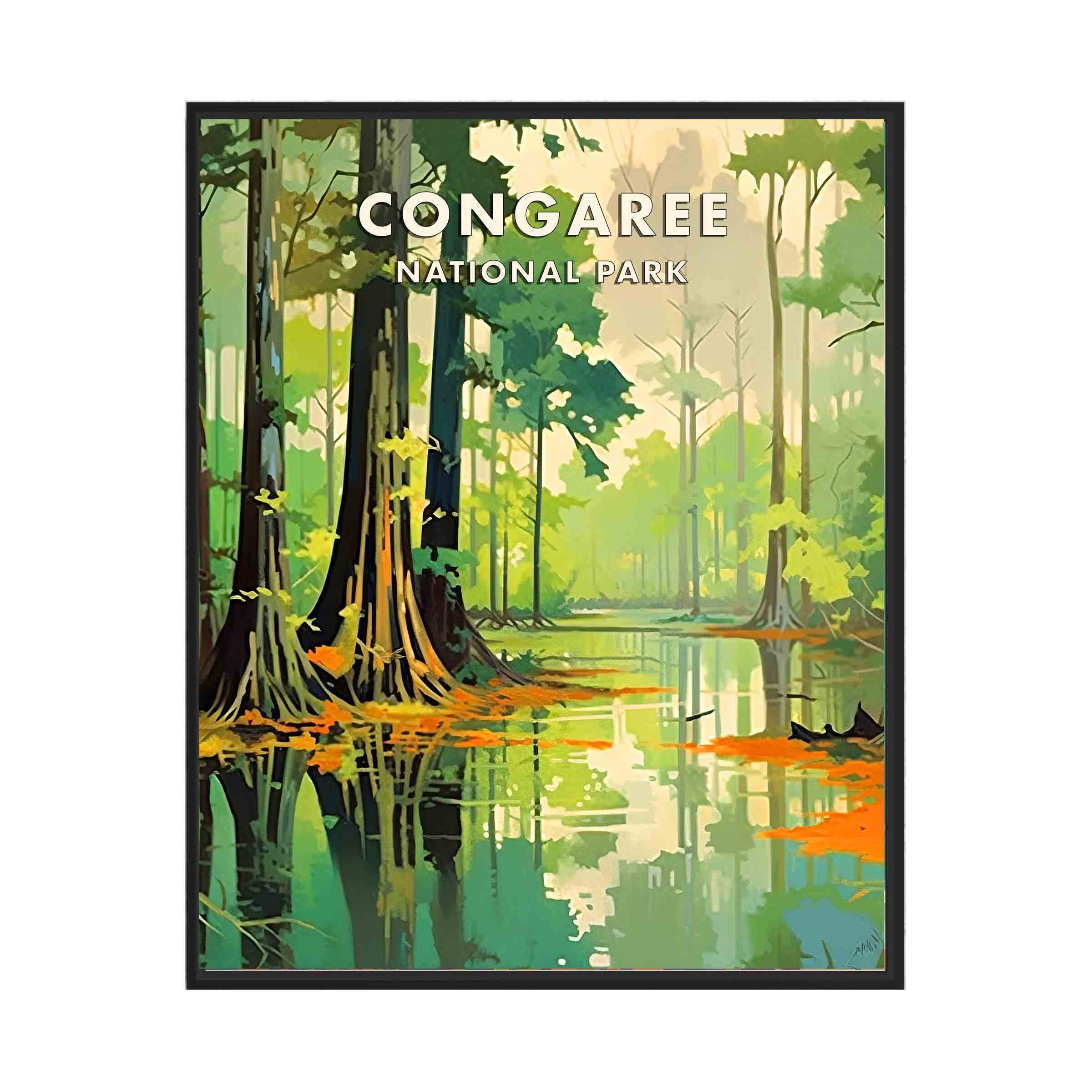 Congaree National Park Poster Art Print, Retro National Park Gifts