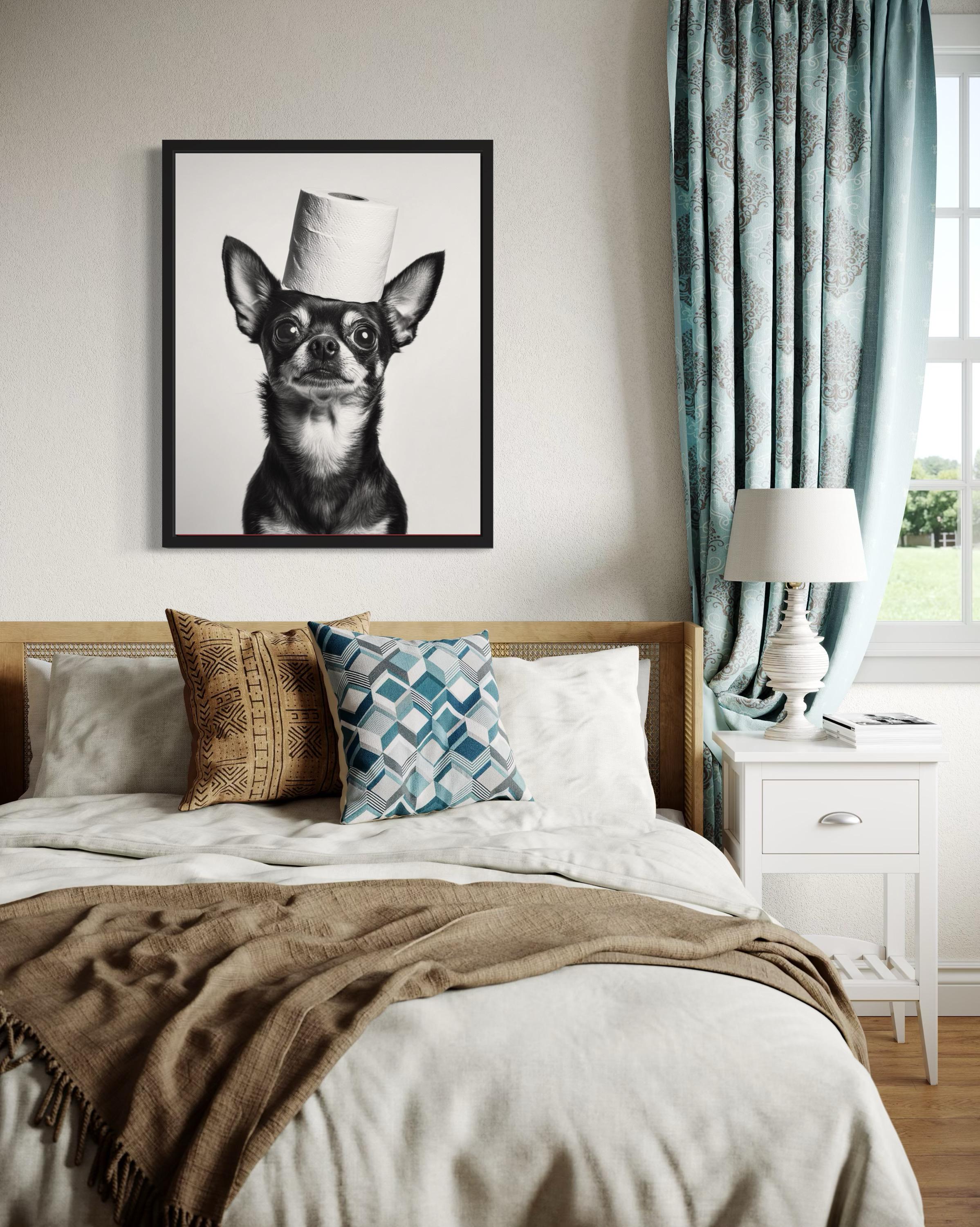 Quadro Tela Cane Divertente Per Bagno - Decorazione Parete 30x40 Cm