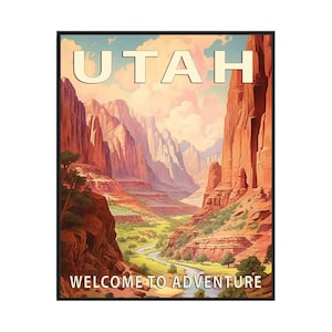 Póster artístico con paisaje del estado de Utah, regalos retro del parque nacional