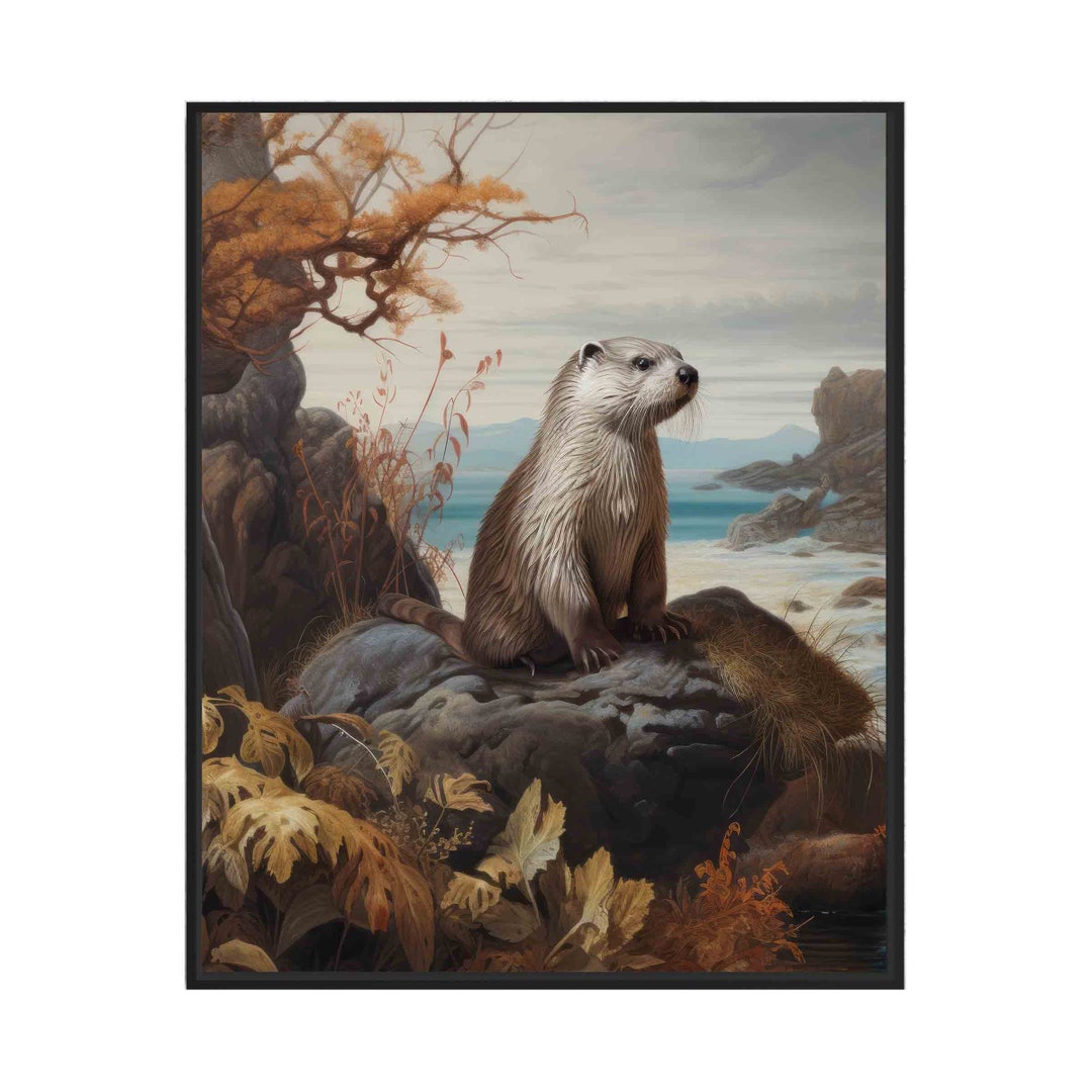 Otter Art Print Posters, Animal Abstracts Wall Art Painting Decoration ...