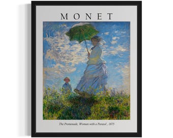 Claude Monet, The Promenade Poster Art Print, Monet Vertical Wall Art Schilderij Foto Kunstwerk Woonkamer Decor