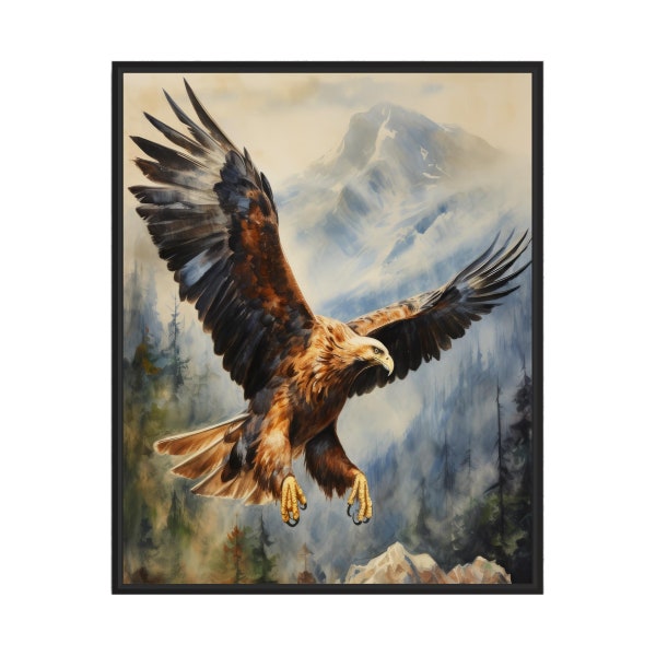 Golden Eagle Art Print Poster, Vintage Bird Wall Art Painting, Bird Photo Decor