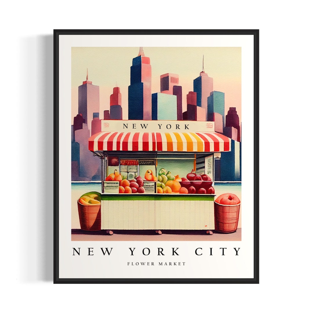 New York City Flower Market Watercolor Painting New York City Botanical