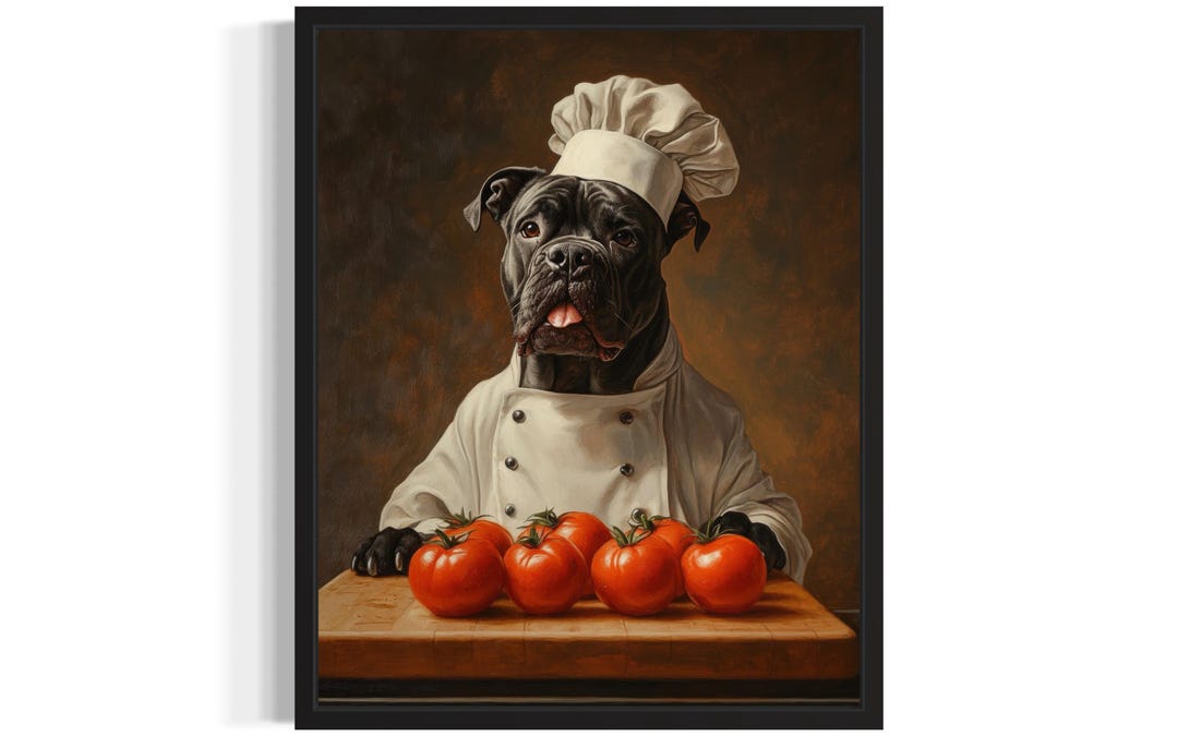 Cane Corso Chef Kitchen Poster Art Print, Dog Wall Art Painting Picture ...