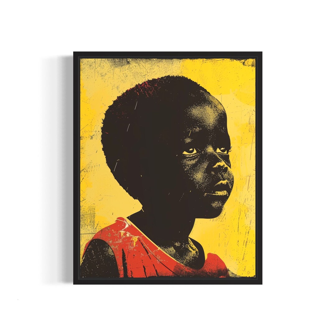 African Children Poster Art Print, Vintage Retro Landmarks Painting ...