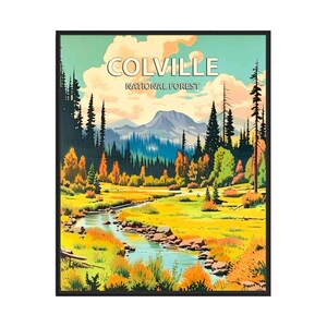 Colville National Forest Poster Kunstdruck, Retro Nationalpark Geschenke