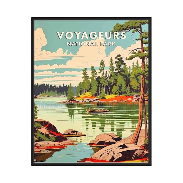 Voyageurs National Park Poster Art Print, Retro National Park Gifts