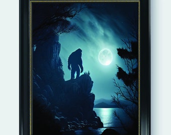 Bigfoot Poster Art Print, Gothic Wall Decor Painting Artwork