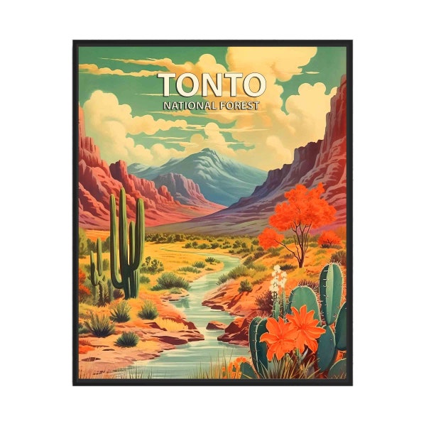 Tonto National Forest Poster Art Print, Retro National Park Gifts