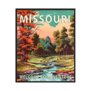 Póster artístico con paisaje del estado de Missouri, regalos retro del parque nacional