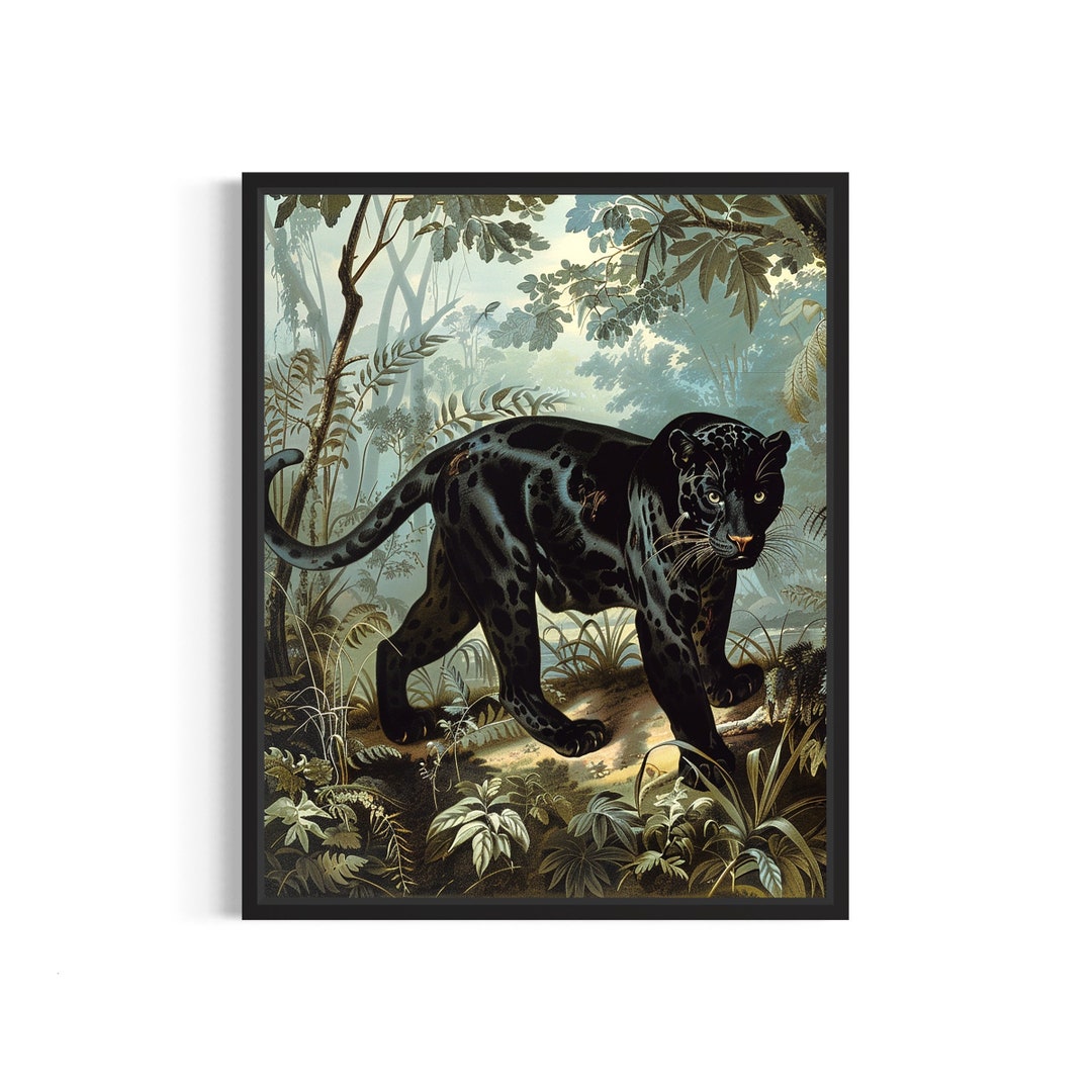 Panther Poster Art Print, Vintage Animal Painting Wall Decor - Etsy