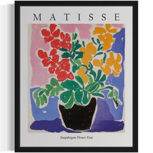 Póster con diseño de florero Snapdragon, impresión artística, cuadro de pared con flores de Matisse, obra de arte para decoración de sala de estar