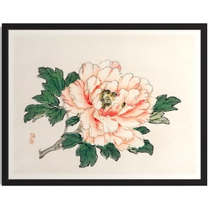 Impresión artística de póster de rosa rosa, pintura de pared de Bairei Gakan, obra de arte, decoración para sala de estar