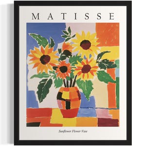 Póster con estampado artístico de jarrón de girasol, cuadro de pared con flores de Matisse, obra de arte para decoración de sala de estar