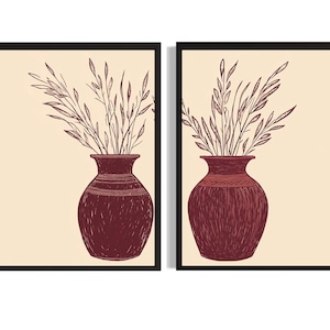 Póster de jarrón griego (juego de 2), impresión artística, flores, arte de pared, pintura, obra de arte, decoración para sala de estar