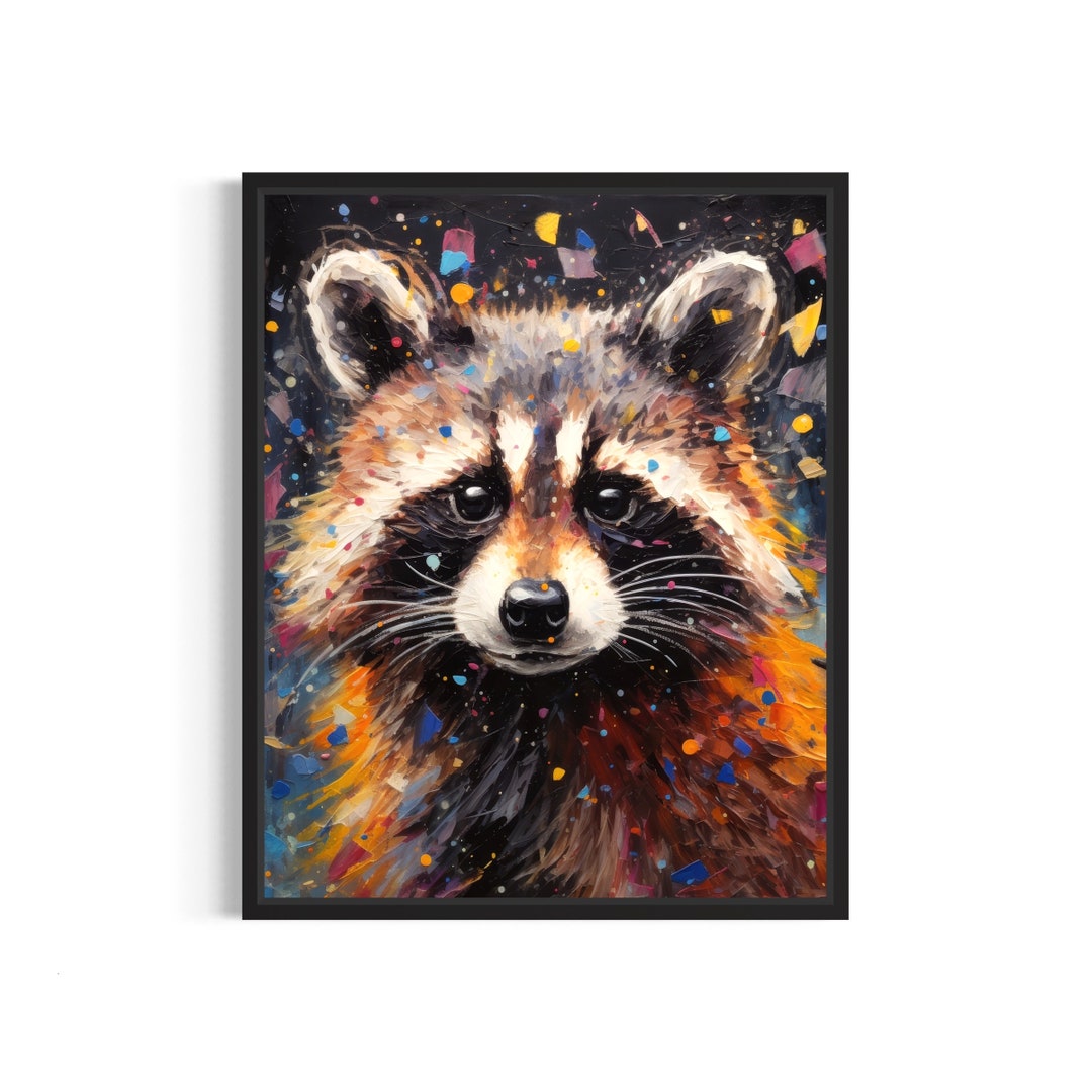 Abstract Raccoon Raccoon Poster Art Print, Abstract Animal Painting Wall Decor - Etsy