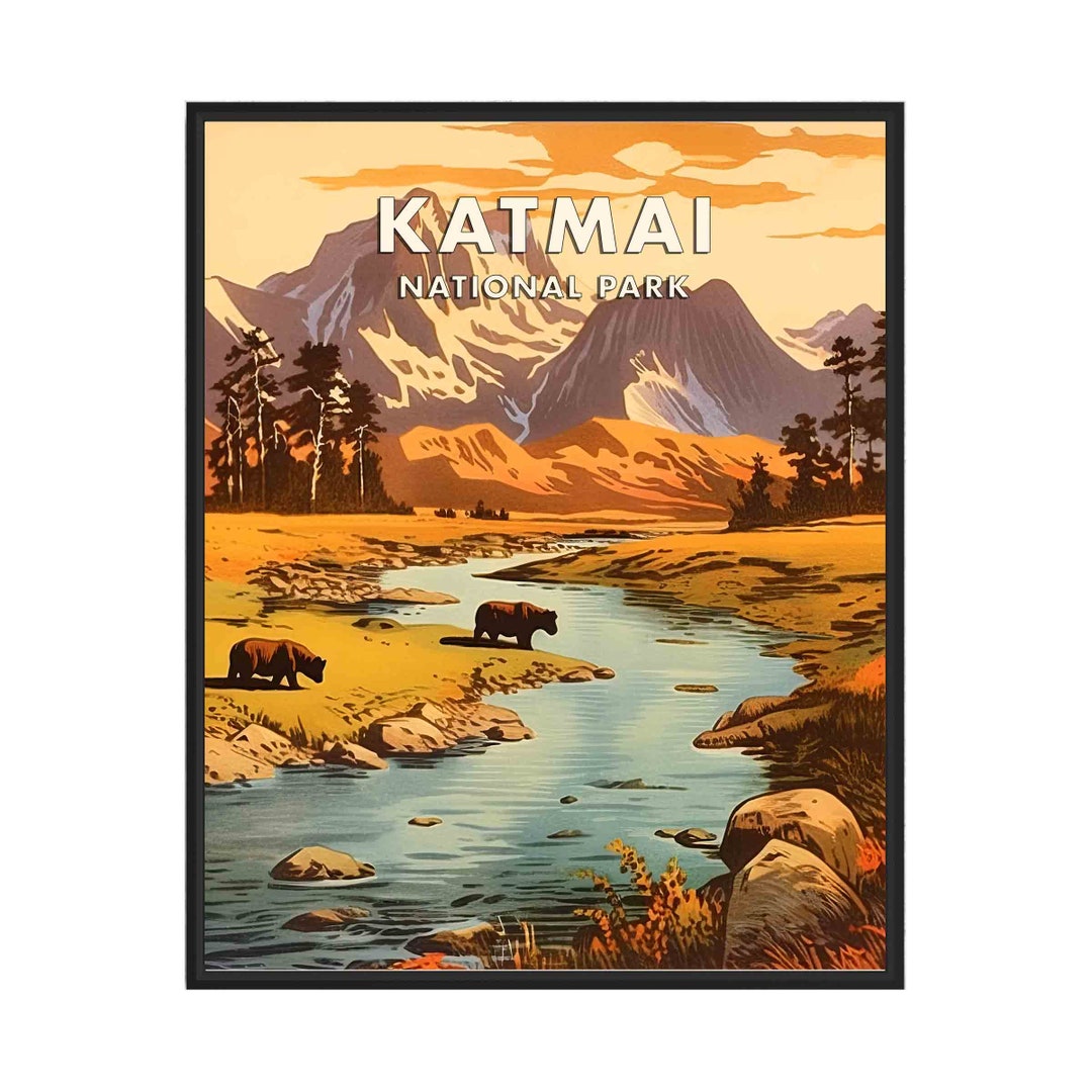 Katmai National Park Poster Art Print, Retro National Park Gifts Etsy