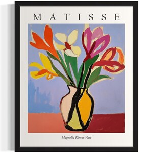 Póster con estampado artístico de florero de magnolia, cuadro de pared con flores de Matisse, obra de arte para decoración de sala de estar