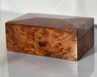 Atlass Thuya Wood Burl Memory Keepsake all size , Lockable Handmade Luxury Burl Grain Wedding Memory Box, Anniversary Gift , Multiple Sizes