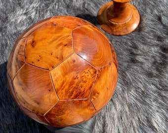 Thuya Wood Soccer Ball/Made of Thuya wood /Moroccan Handmade Wood soccer ball/gift for soccer lovers/WOODEN ball/Wooden Home Decor/Decor