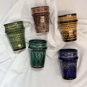 set of 6 moroccan ceramic mug, Stoneware Mug, ceramic glass handmade in Morocco, Pottery Mug Handmade, Boho Mug,Blue Mug, Gift for her/him