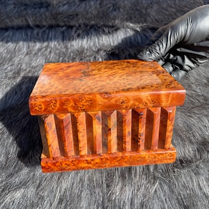 Handmade Thuya Burl Wooden Secret Box Of Thuya Burl Wood,Jewelry Organizer,Memory Box,Decorative Storage Box For Women, Gift Box