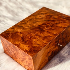 15"x10" hochwertige Schmuckschatulle aus Wurzelholz, Schmuckschatulle aus Holz, Thuya-Schatulle mit Schlossschlüssel, dekorative Schachtel, Erinnerungsbox, Geschenkidee, Weihnachtsgeschenk