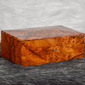 15"x10" hochwertige Wurzelholz-Schmuckschatulle, Schmuckschatulle aus Holz, Thuya-Box mit Schlossschlüssel, dekorative Box, Erinnerungsbox, Geschenkidee, Weihnachtsgeschenk