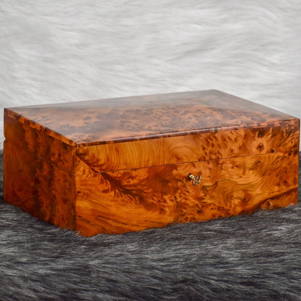 15"x10" high quality burl jewelry Box, wooden Jewellry box, thuya box with lock key, decorative box, memory box, gift idea, christmas Gift