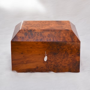 15&quot;x10&quot; portagioie di lusso in legno di radica di Thuya con serratura, portagioie fatto a mano con serratura, portagioie in legno foderato in velluto, idea regalo, regalo di Natale