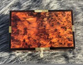 Moroccan large lockable burl wooden jewellery Box organizer with key Decorative Box with Latch-Wood Storage Box with hinged Lid-Decorative