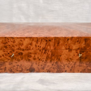 Caixa de joias burl de alta qualidade de 15 "x 10", caixa de joias de madeira, caixa thuya com 2 chaves de bloqueio, caixa decorativa, caixa de memória, ideia de presente, presente de natal
