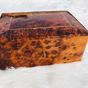 16&quot;x12&quot; high quality burl jewelry Box, wooden Jewellry box, thuya box with 2 lock key, decorative box, memory box, gift ideas for him