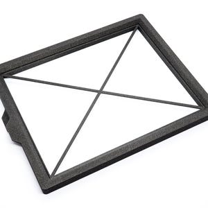 May include: Black foam frame with a grid pattern. The frame is rectangular and has a slightly raised edge.