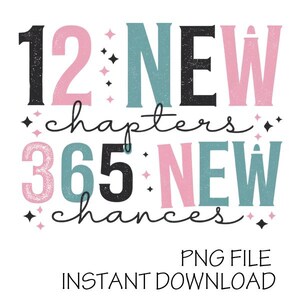 Neujahr 2025 digitales Design, Sofort-Download, PNG-Datei. Frohes neues Jahr, 365 neue Chancen