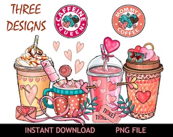 Sweet Coffee treats Digital Download, PNG FILE - instant download /Valentines Day