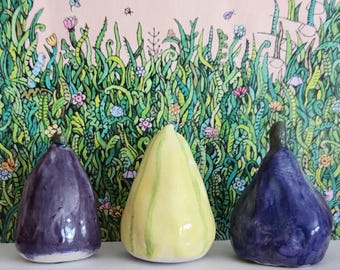 Handgemaakte keramische beeldjes, set van 3, tafeldecoratie kunstobject