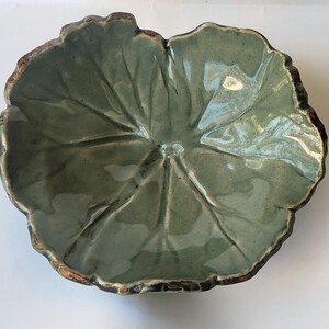 Hand-Pressed Leaf Bowl, Wavy Edged Ceramic Dish, High Fire Art Object