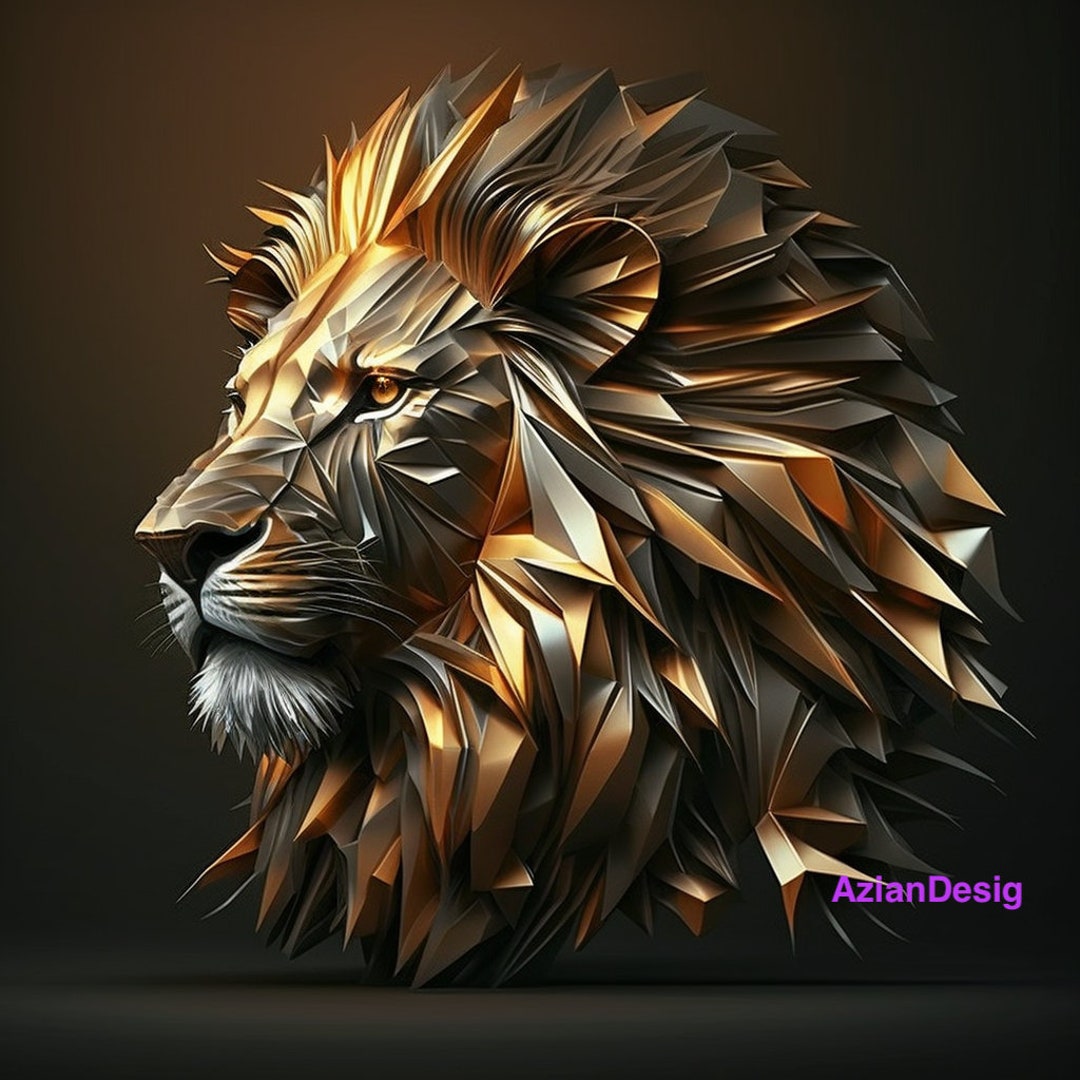 3D Lion Surreal Digital Art AI Generated AI Wall Art AI Art - Etsy