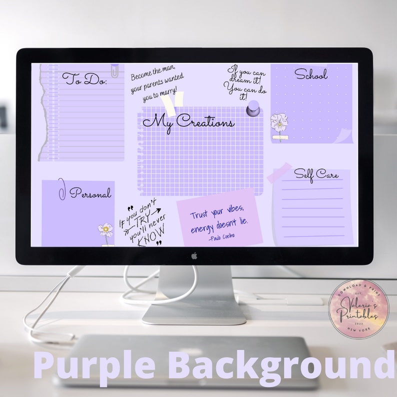 Motivational Purple Desktop Organizer / Macbook Purple Etsy