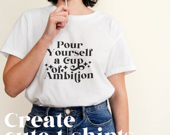 Sírvete una taza de ambición SVG / Diseño de fuente retro (archivo digital)