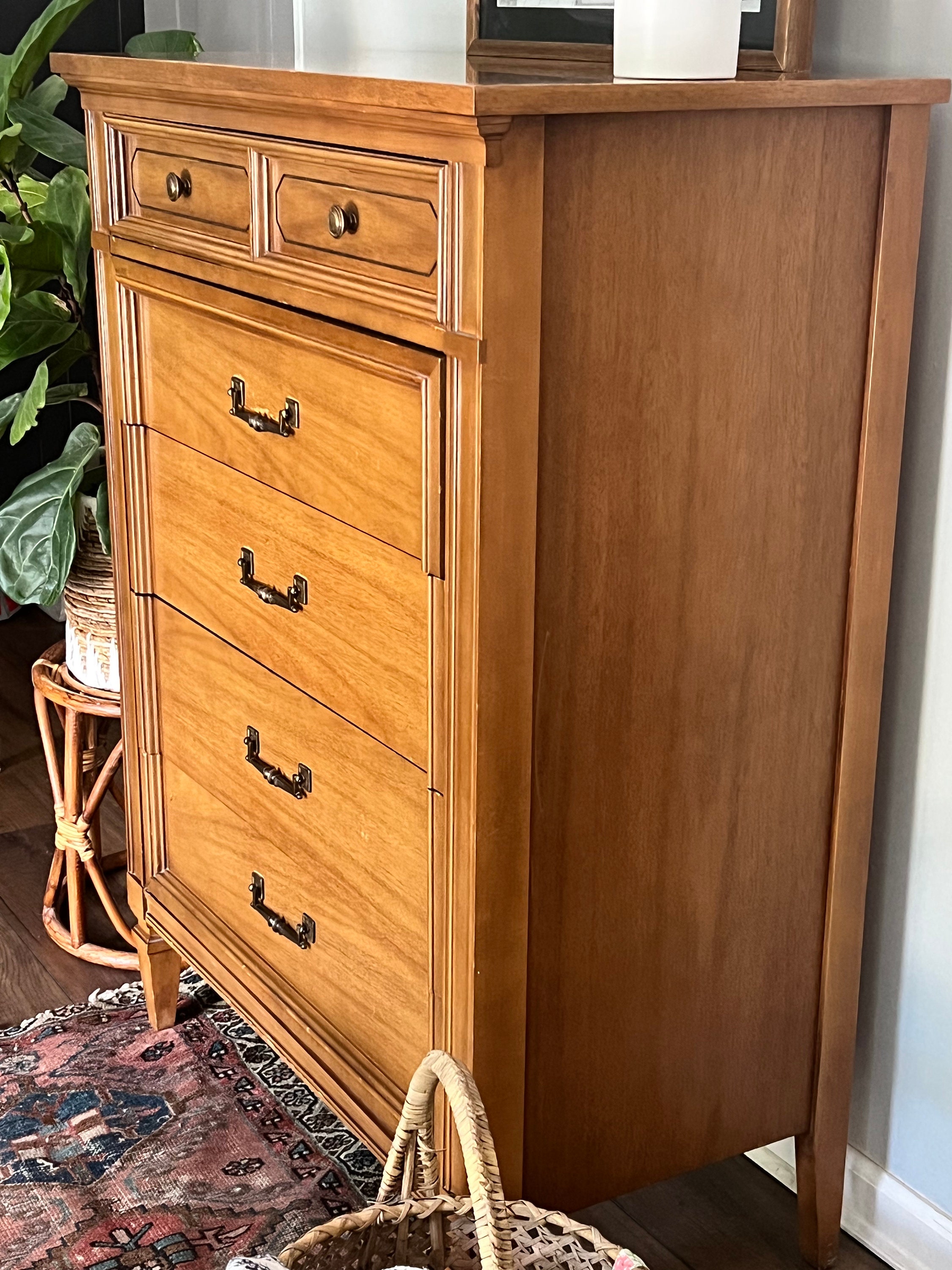 SOLD Vintage Dixie Tallboy Mid Century Modern Dresser MCM