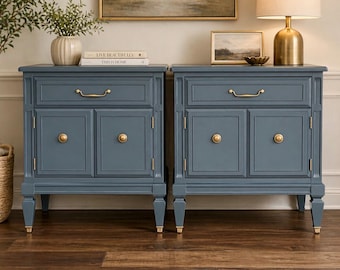 Refinished Mid Century Modern Wood Nightstands - MCM