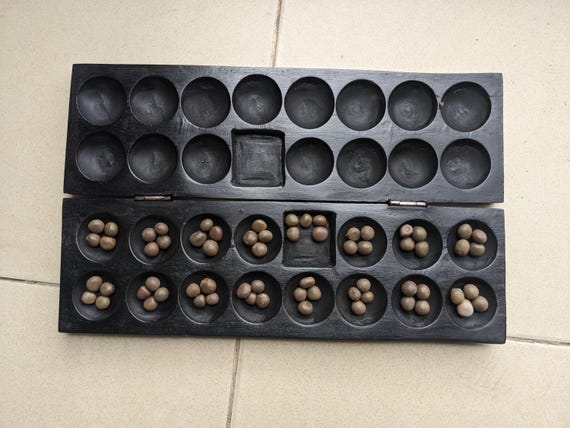 Gioco Da Tavolo Mancala Africano Con Sacchetto Di 48 Pietre &ndash; Gioco Di Strategia