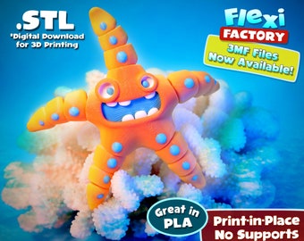 Flexi Factory PRINT-IN-PLACE Starfish - Prusa and Bambu painted 3mf files now added!