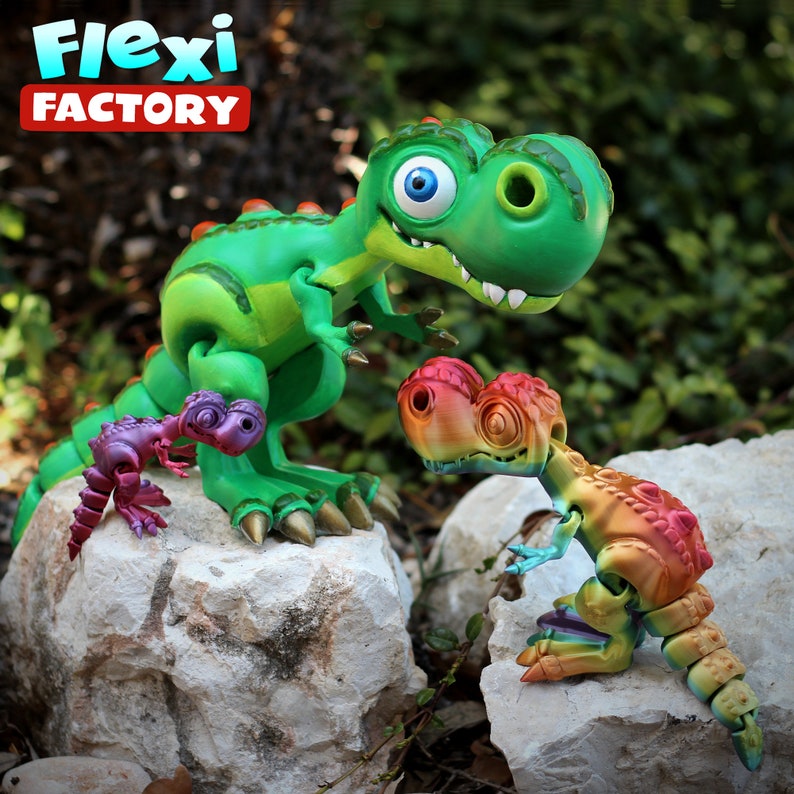 Cute Flexi Printinplace Trex Dinosaur STL File for 3D Etsy