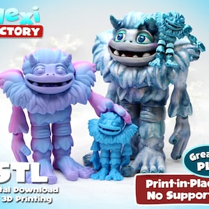 Flexi Print-In-Place Standing Yeti for 3D Printing With 3MF Files Included!